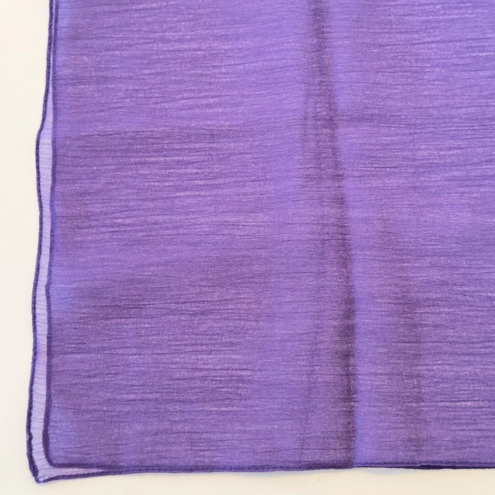Purple Sheer Square Scarf Made in Italy Textured Lightweight 21x21 Classy Chic